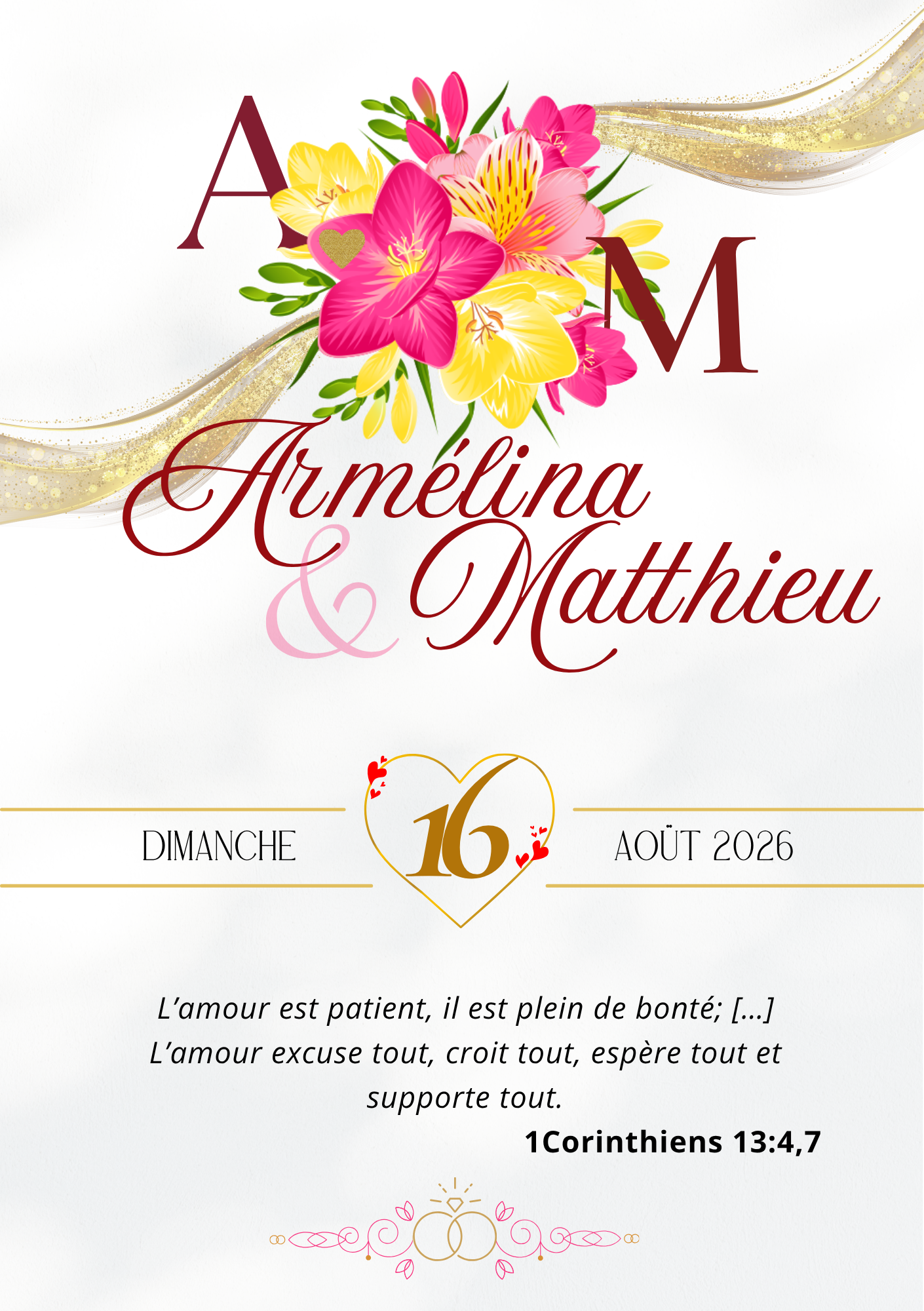 Livret de la cérémonie religieuse d'Armélina et Matthieu